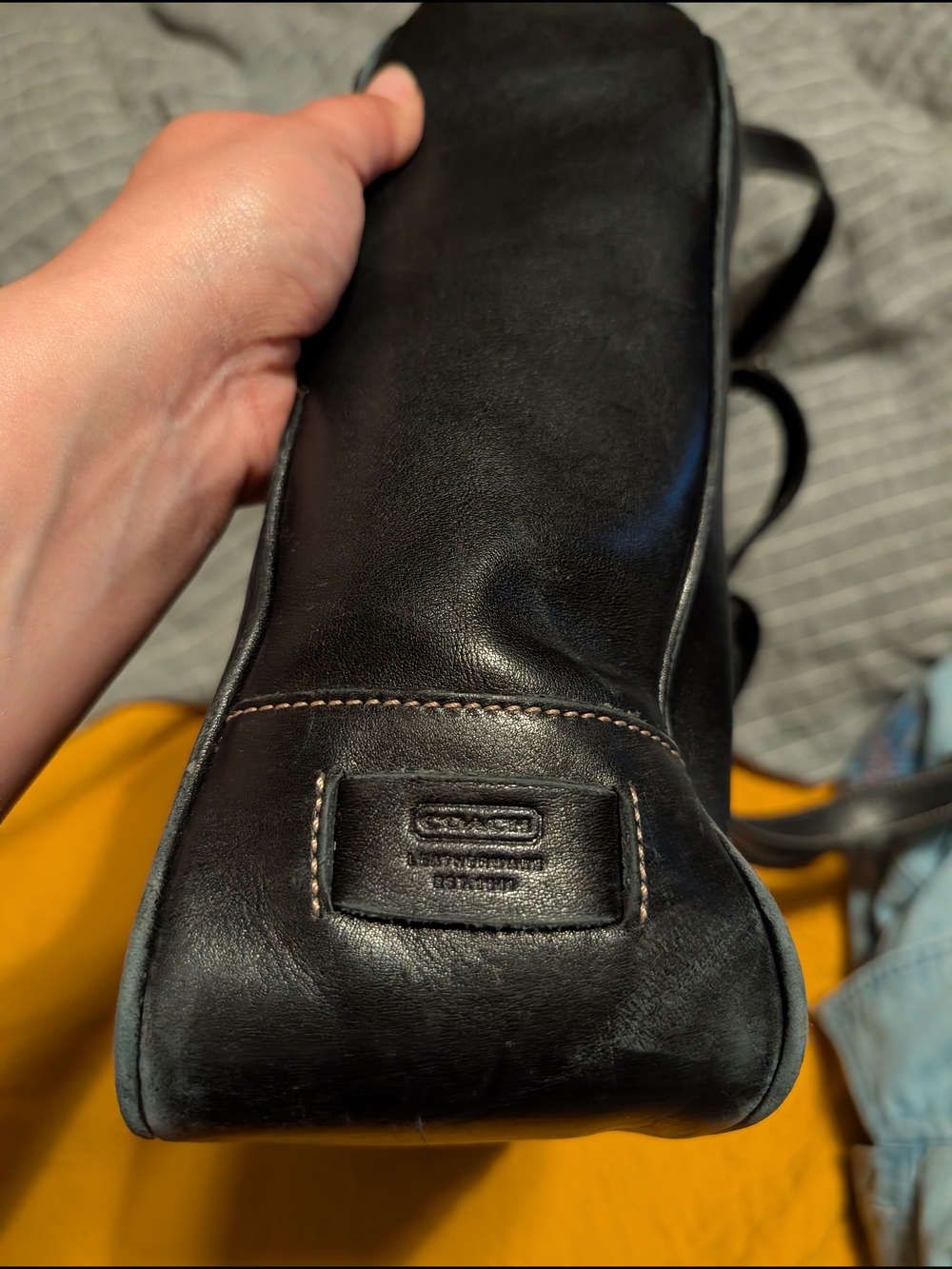 Coach Black Leather Tote Bag Computer Bag - Picture 3 of 7